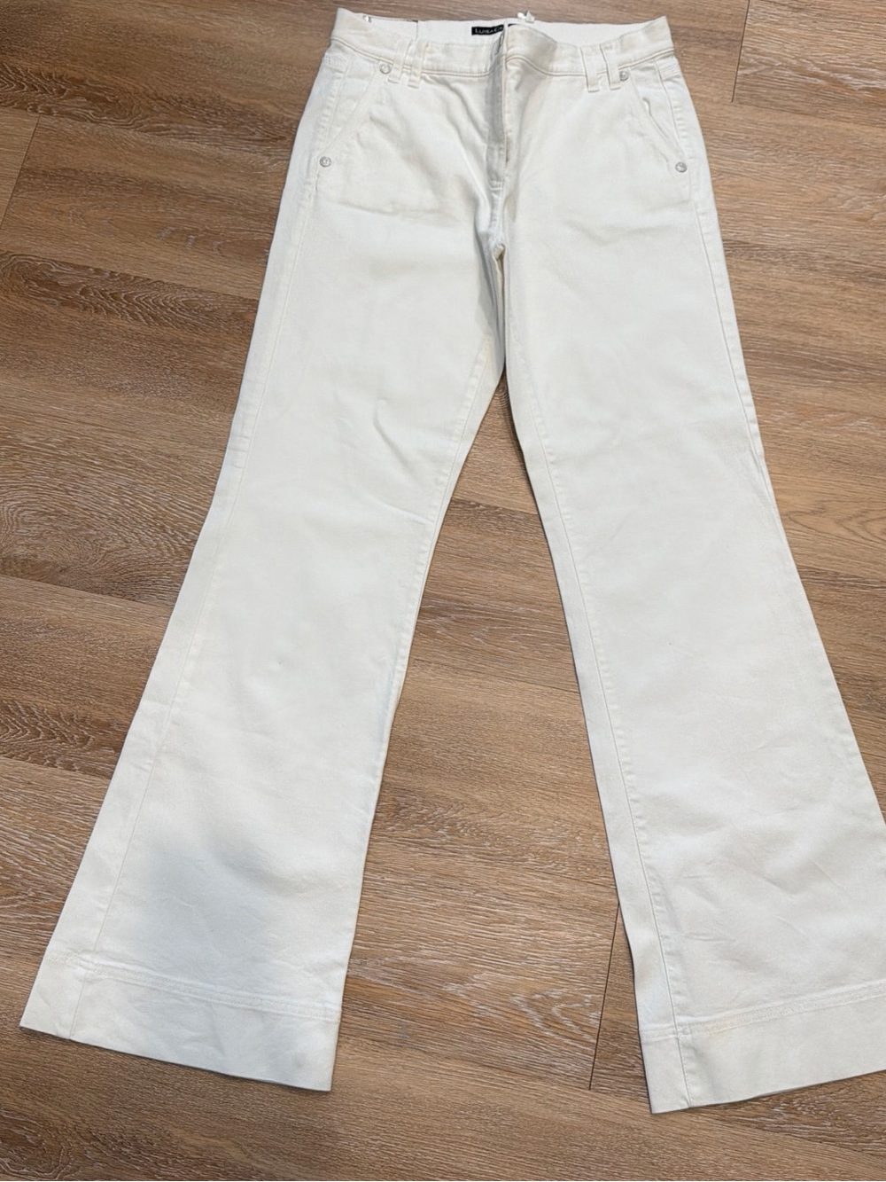 High-Rise White Flare Jeans